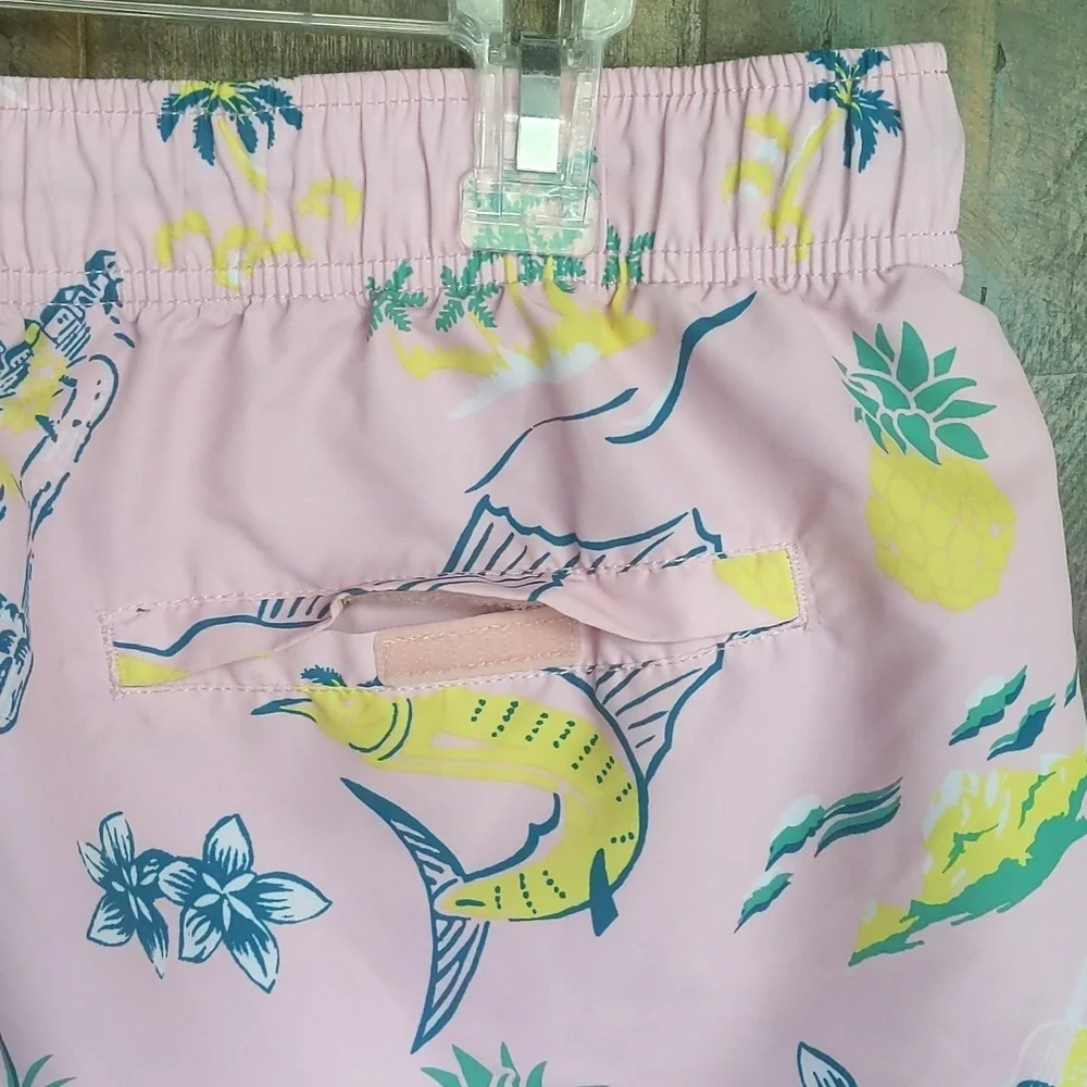 Nautica Pale Orchid Island Scene Print Swim Trunks - Men's XL - Picture 4 of 5